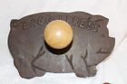1398 Norpro Bacon Press Pig Shaped Cast Iron With Wood Handle