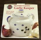 250 Norpro Garlic Keeper Ceramic Blue White New In 028901002503