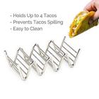 719318389843 Unbranded Stainless Steel Taco Holder Four Tacos