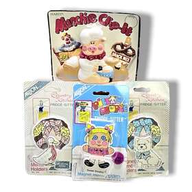 Arjon 026392053707 Vtg Kitchen Lot Munchie Clip-it Pig Pillow People And Fridge-sitter Magnets