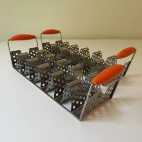 5173 Blackstone Stainless Steel Taco Rack Holder Two Orange Handles 6 Tacos Euc