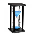 Boj003202 Bojin Minute Hourglass Wooden Black Stand Sand Timer Clock Blue