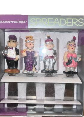 Boston Warehouse 026602126542 Vintage 1999 Old Lady And Men 2000 Or Bust Cheese Spreaders