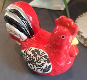 Bw-20775 Boston Warehouse Damask Ceramic Roosters Scrubby Hand Painted Scrubbie Holder