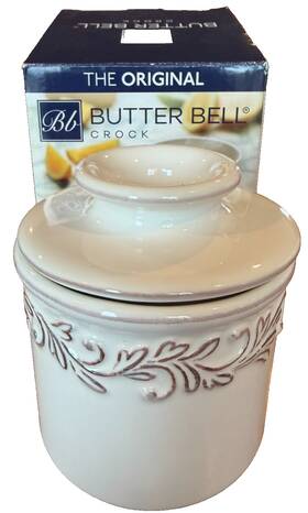 Butter Bell 657389160025 Crock L. Tremain Ceramic White Linen Clean