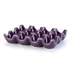 Ceramic12 Stoneware Pretty Tray Holder Egg Kitchen Eggs Deviled Cup Purple Rack