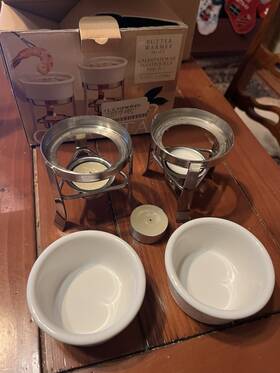Chantal 088818007411 Butter Warmer Set Of 2 White 1/2 Cup Size Euc