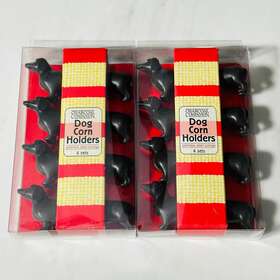 Charcoal Companion 050016750093 Dachshund Dog Corn Holders Stainless Steel Prongs 2 Sets New