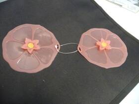 Charles Viancin 849606038174 Hibiscus 4.5 Inch Silicone Drink Toppers Set Of 2 Pink Euc