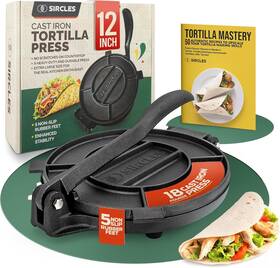 Cookamp Sa125 Cast Iron 12 Inch Tortilla Press Maker Heavy Duty Tortillera Patacon