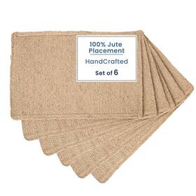Eco Living 061020932035 Natural Jute Placemats Set Of 6 Heat Resistant Burlap Woven Place Mats Reve