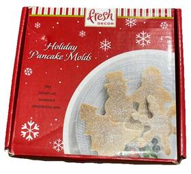 Fresh Decor 079893904399 Holiday Pancake Molds Christmas Tree Snow Flake Snowman Gingerbread