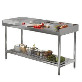 Garveehome 198723498997 48 X 24 Inch Stainless Steel Table With Backsplash For Prep And Work Nsf Comme