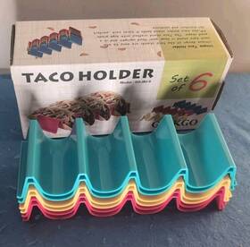 Ginkgo 742377582313 Taco Holder Stand Set Of 6 Colorful Tray Rack For Party Free Ship