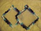 Handmade Hand Crocheted Jar Grippies Dk Lt Blues White Cream