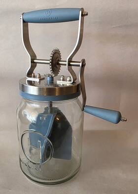 Henning Lee Hlg0001blu Manual Glass Butter Churner With Jar 32 Ounce