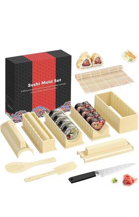 Hi Ninger 8p5ghvt2 Homemade Sushi Making Kit Mold Press 8 Rice Roll Shapes Spatula 12pcs