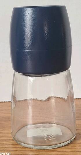400.812.78 Ikea 16039 5 Inch Blue Spice Mill Grinder Clear Glass Base #16039