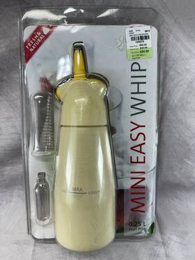 665711 Isi Easy Mini Whip Stainless With Black Top Half Pint 0.25l Unopened W/10 Chargers