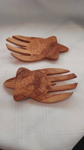 Islander 747448317689 Hawaiian Kamani Wood Hawaii Turtle Salad Tossing Hands Fork Servers Utensils D4