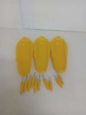 Ivtvmg Kilwfxgh 795735184707 10 Ps Vintage Corn On The Cob Serving Set Dish Tray / Server Skewers