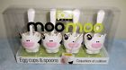 Joie Moo Cow Set Of 4 Plastic Hard Boiled Egg Cups Spoons Nib 067742435750