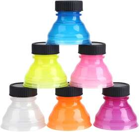 Lazmin 445015350321 6 Pack Soda Can Savers Reusable Pop Drink Covers Lid Protector Spill Free Bottle