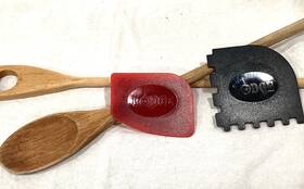 Lodge 075536050416 Cast Iron Pan Scraper Set Bbq 2 Vtg Wooden Spoons
