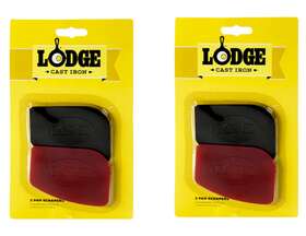 F51012 Lodge Manufacturing Company 2 Pk Cast Iron Pan Scrapers Handheld Durable Polycarbonate Red Black New