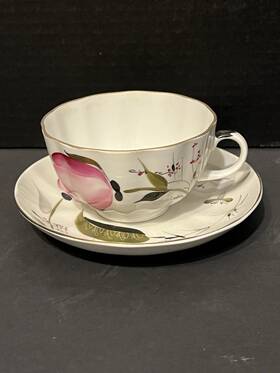 Lomonosov Russia 782358626117 Porcelain Pink Tulips Cup And Saucer