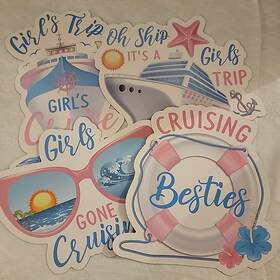 Menifend Mtus-re-pdzj0992 Girls Trip Cruise Door Decorations Magnetic 4 Pcs Large Cruising Besties Htf