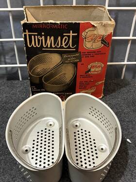 Mirro 382m Vtg Aluminum Pair Of Twinset Insert Baskets Pressure Cooker Accessory