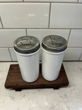 Norpro 028901007607 Large S Salt And P Pepper Shakers- White Melamine With Stainless Top