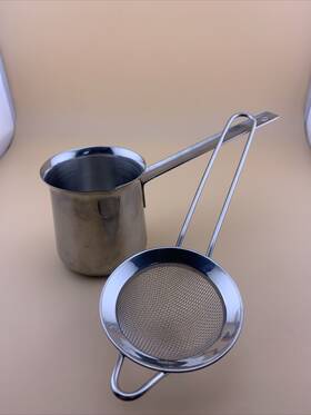76533578 Oneida Stainless Steel 18-8 Butter Warmer Melting Pot- Mini Metal Strainer Make Offer
