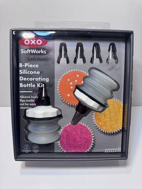 Oxo 719812614168 Softworks 8 Piece Silicone Decorating Bottle Kit Easy Clean Piping Tips