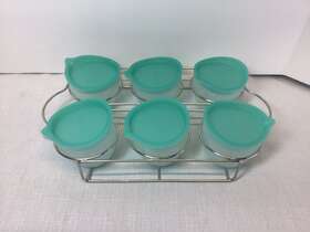 100181 Pampered Chef Mini Freezer Bowls And Rack #100181 Teal