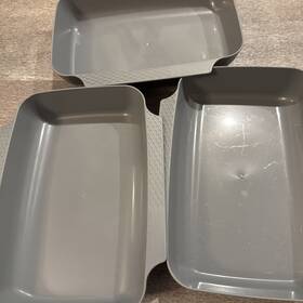 100358 Pampered Chef Coating Trays Set Of 3 Gray #100358 No Tongs Included Nesting