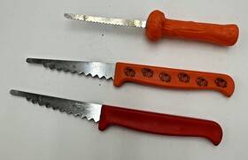 2903 Pampered Chef Set Of 3 My Safe Cutter Kid Child Knife Pumpkin Carving Misc