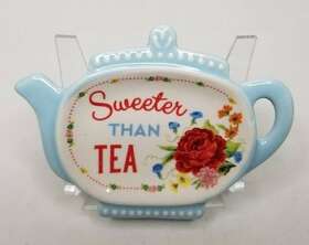 Pwf128000686006 Pioneer Woman Tea Bag Holder Or Spoon Rest Sweeter Than Sweet Rose Pattern