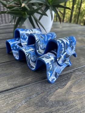 Prepara 811039023614 Blue Tile Print Multiple Taco Holder Set Of 2 Holds 3 Tacos Each