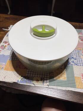 Progressive Pl8-200 5 Quart Manual Salad Spinner Clear Bowl Green Basket White Lid