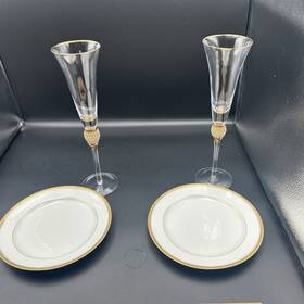 Qi004759 Quickway Imports Elegant Crystal Set Wedding Champagne Glasses With Diamond Rhinestone Accents