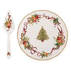 Royal Albert Old Country Roses Christmas Tree Low Cake Plate And Server 652383751323