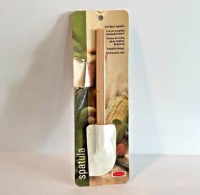 Rubbermaid 1432723 Vintage Spatula 2001 White Synthetic Rubber Wood Handle 9.5 Inch Usa Nos