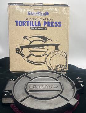 Sb-gv-t3 Starblue Black Non-directional Tread 10 Inch Cast Iron Tortilla Press