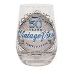 Cf12041 Stemless Free 50th Glass Vintage Wine Birthday Vixen Shipping Laid