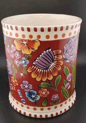 Ttu-e0499 Tabletops Unlimited Dolly Parton Crock Utensil Holder Floral Ceramic Kitchen Country Cottage Flower