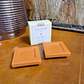 Tea Fort 663199205108 Pair 2 Forte Trays Terracotta Orange Ceramic Square For Bags With Box