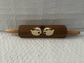 Dwk106 The Rolling Nest Vtg Hand-painted Duck Wooden Pin Recipe/note Holder