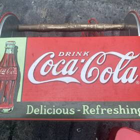772397-12 The Tin Box Company Coca Cola Galvanized Utensil Caddy And Tray Lot Of 2